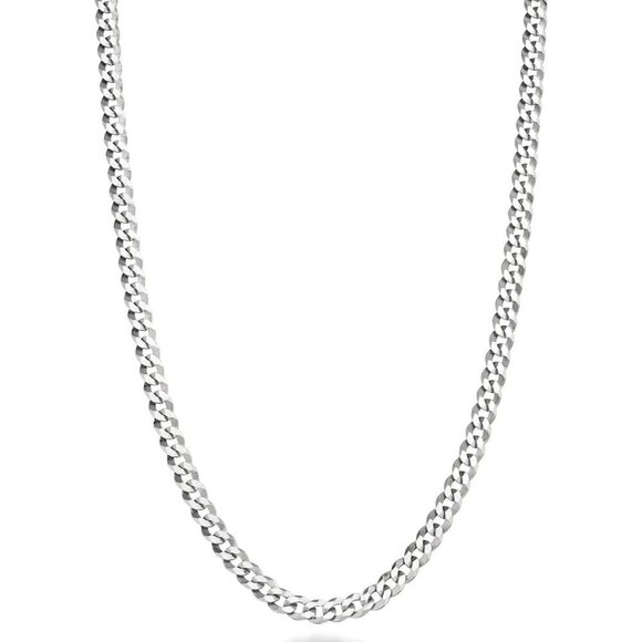 Men Silver Sterling Silver 3.5mm Diamond Cut Cuban Link Curb Chain Necklace - Picture 1 of 6